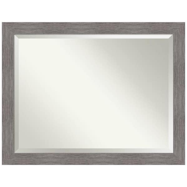 Amanti Art Pinstripe Plank Grey 45.5 in. H x 35.5 in. W Framed Wall Mirror
