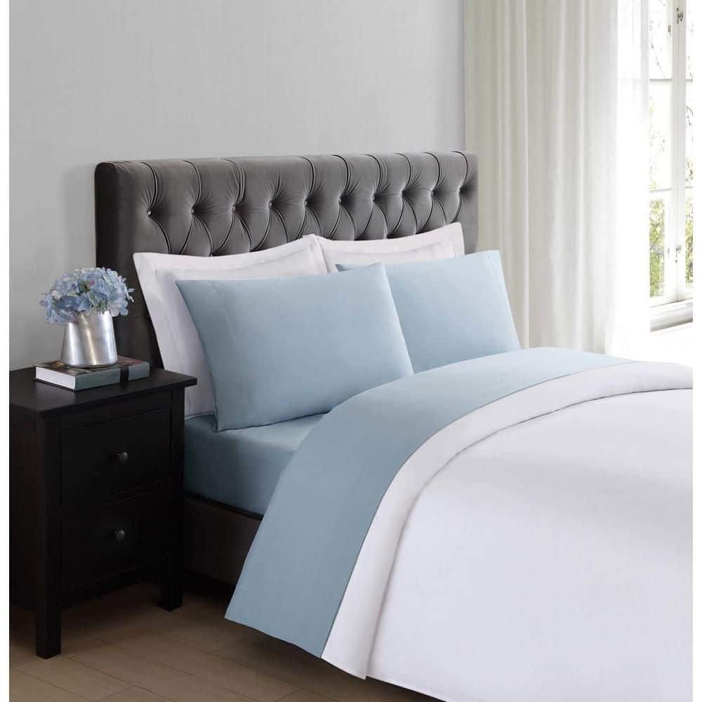 Light Blue Twin Polyester Microfiber 3-Piece Sheet Set