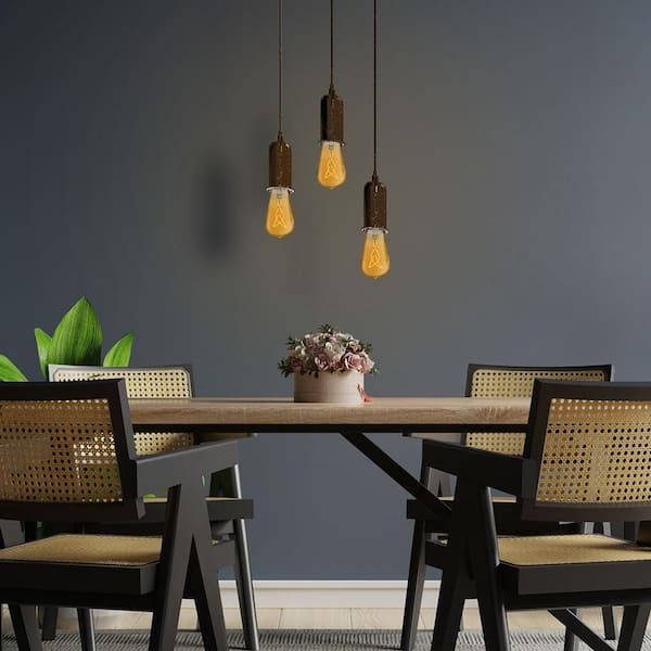 60-Watt Equivalent ST19 Knot Thin Filament Amber Glass E26 Vintage Edison LED Light Bulb Warm White 2100K (4-Pack)