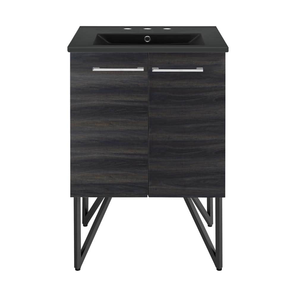 Annecy 24 in. Bathroom Vanity in Black Walnut with Black, 3-Hole Ceramic Sink Top price history on PriceWatchPro