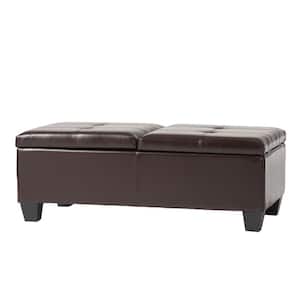 Alfred Chocolate Brown Bonded Leather Storage Bench