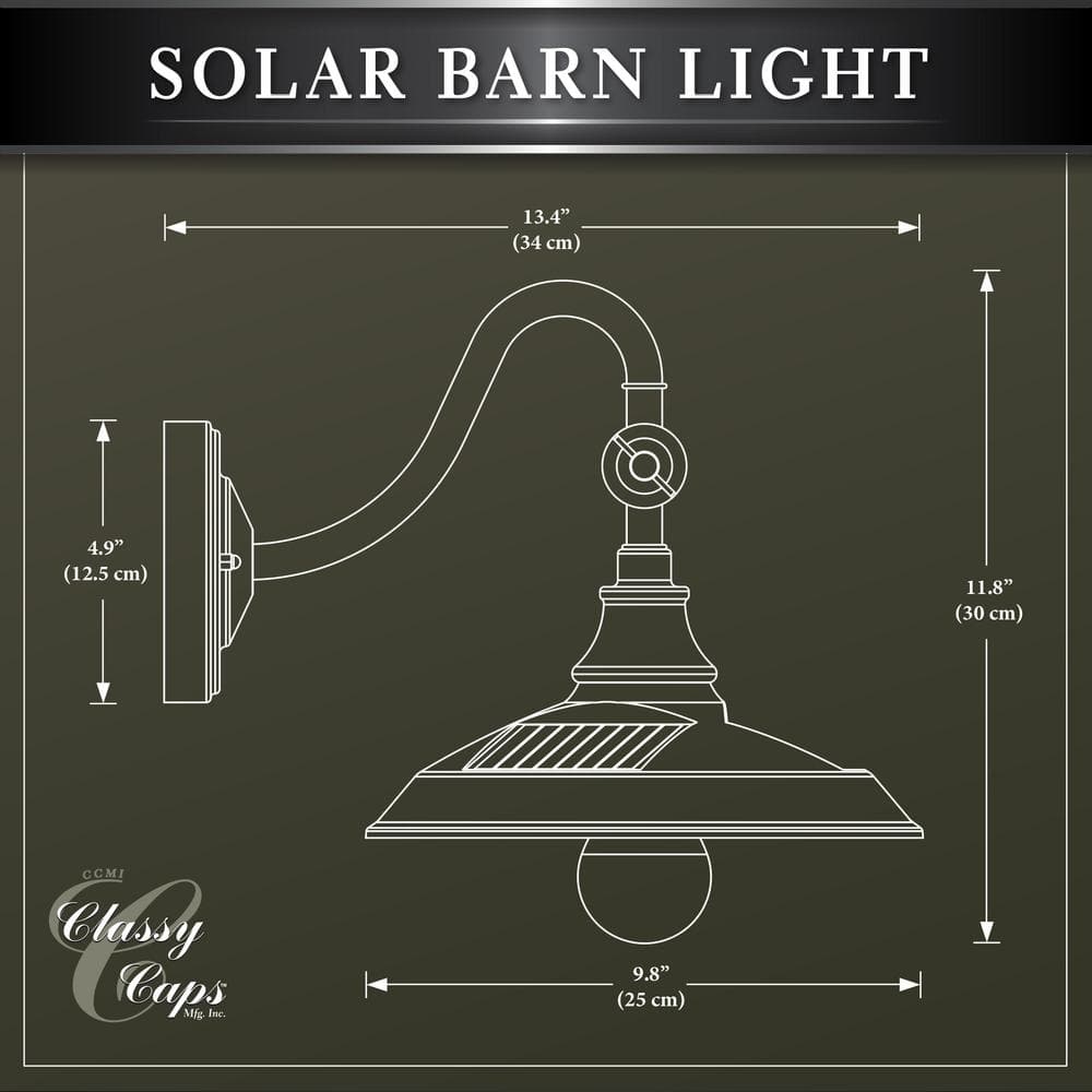 Dark Bronze Solar LED Barn Light with Gooseneck