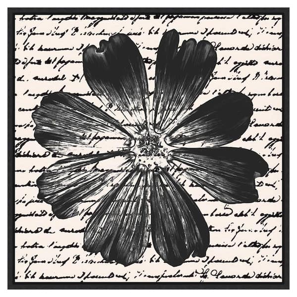 Amanti Art Inky Floral IV by Alonzo Saunders 30 in. W x 30 in. H. Canvas Wall Art Print Framed in Black