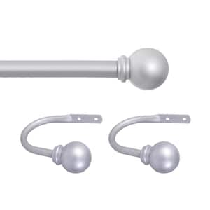 Chelsea 28 in. - 48 in. Adjustable Single Curtain Rod with Holdbacks 5/8 in. Dia. in Brushed Nickel with Ball Finials