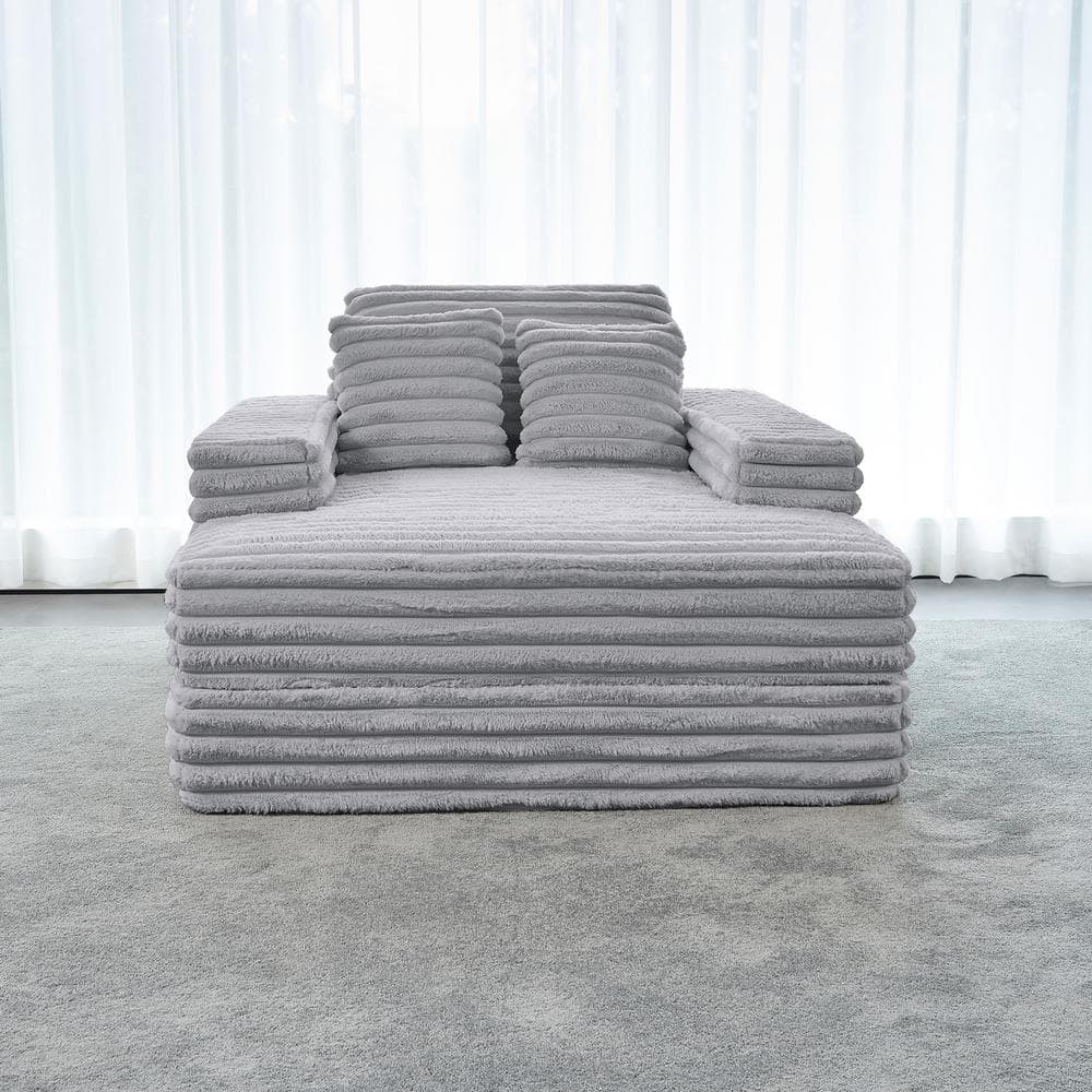 55.12 in. Wide Square Arm Velvet Square Sectional Sofa Couch Modern Single 