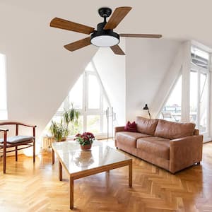 Jules 44 in. Integrated LED Indoor Brown Smart Ceiling Fan with Light Kit and Remote Contorl