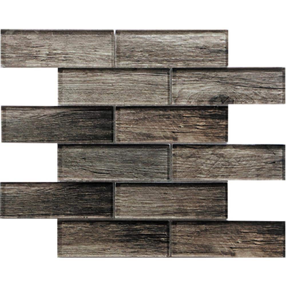 Brown 11.8 in. x 11.8 in. Polished Glass Subway Mosaic Tile (4.83 sq. ft./Case) price history on PriceWatchPro