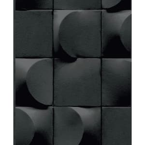 Anthracite 3D Blocks Geometric Print Non-Woven Paste the Wall Textured Wallpaper 57 Sq. Ft.