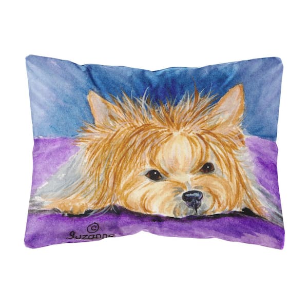 Caroline's Treasures 12 in. x 16 in. Lumbar Outdoor Throw Pillow Yorkie Decorative Canvas Fabric Pillow