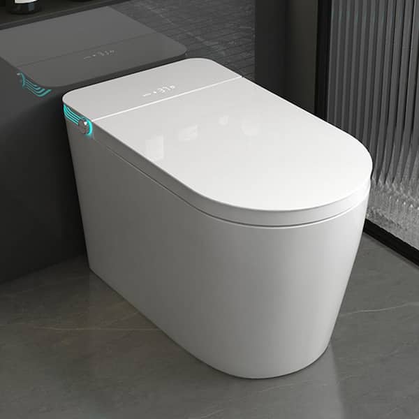 1.2 GPF Built-In Tank Elongated Bidet Toilet in White with Auto Open/Close, Heated Seat, Warm Air Drying and Night Light