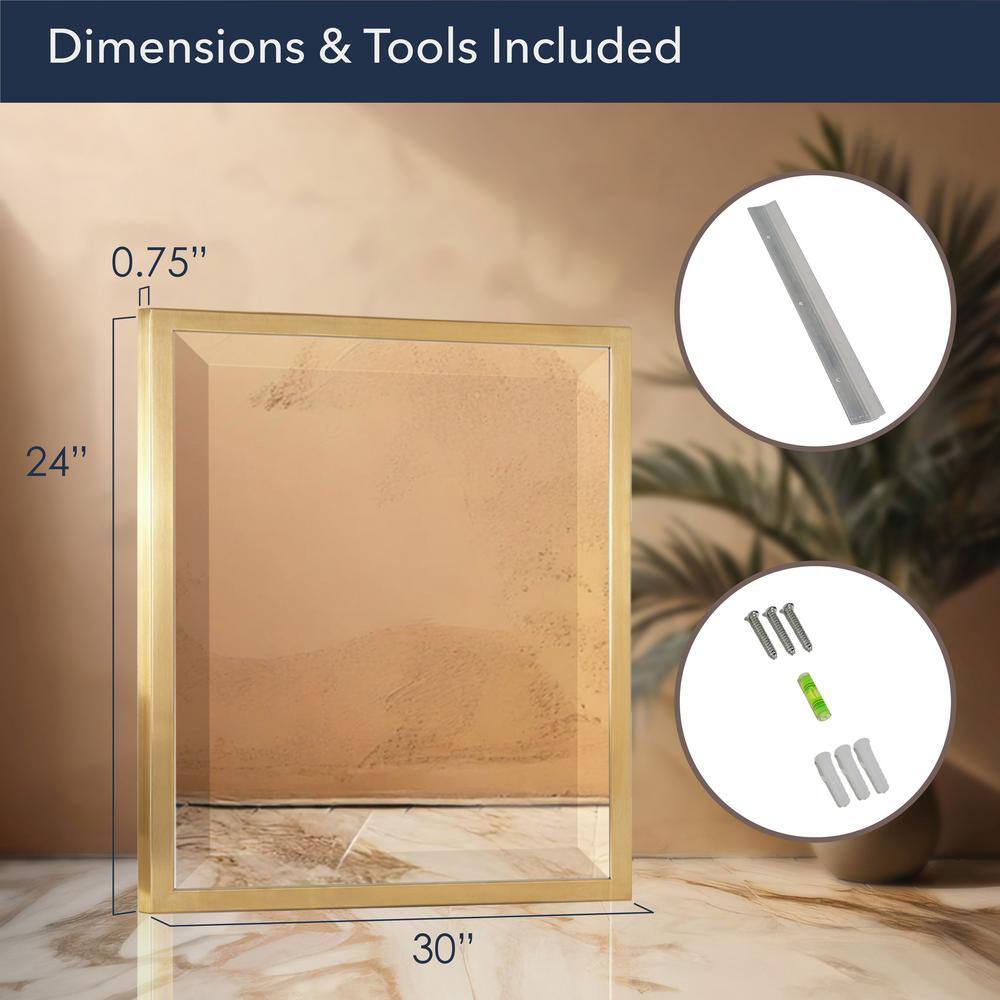 Gold Brushed Polystyrene Rectangular Vanity Mirror