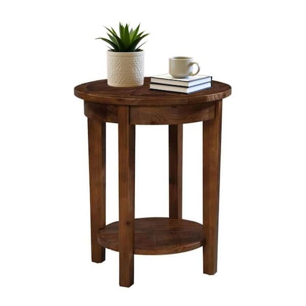 Alaterre Furniture Revive 20 in. Round Wood End Table with Shelf, Rustic Modern Accent Table for Living Room or Bedroom, Natural Oak Finish