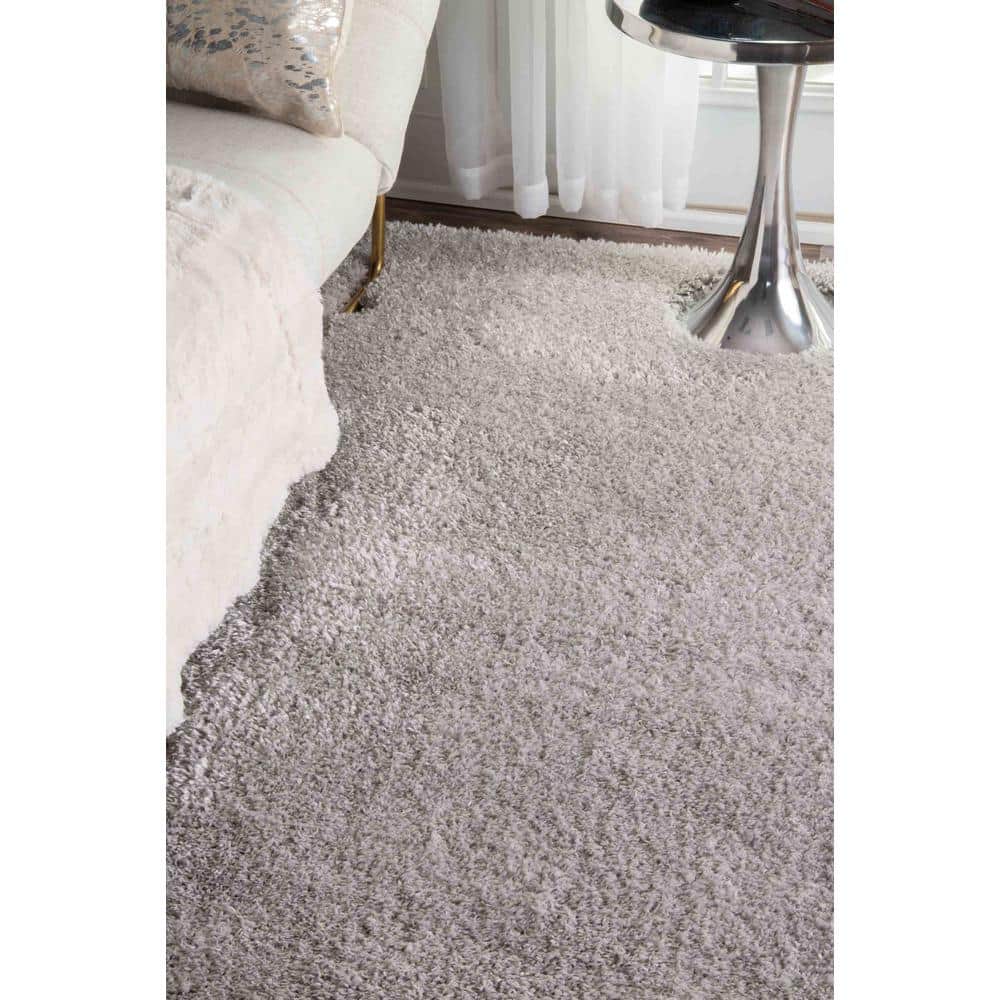 Silver Rectangular Synthetic Shag Rug, 3' 3" x 5'