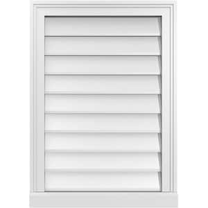20 in. x 28 in. Vertical Surface Mount PVC Gable Vent: Decorative with Brickmould Sill Frame