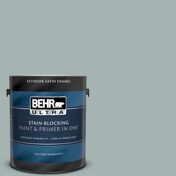 BEHR ULTRA 1 gal. #UL220-15 Frozen Pond Satin Enamel Exterior Paint and Primer in One