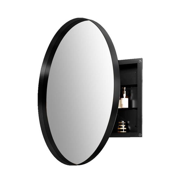 31.5 in. W x 31.5 in. H Round Metal Medicine Cabinet with Mirror