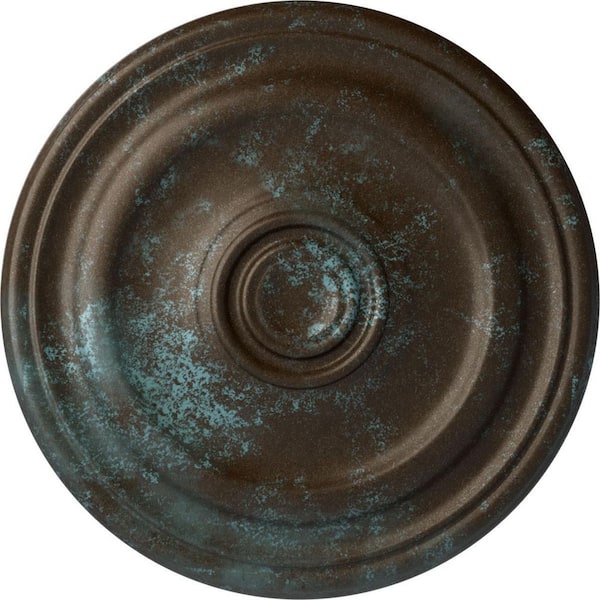 Ekena Millwork 1-1/2" x 15-7/8" x 15-7/8" Polyurethane Kepler Traditional Ceiling Medallion, Hand-Painted Bronze Blue Patina
