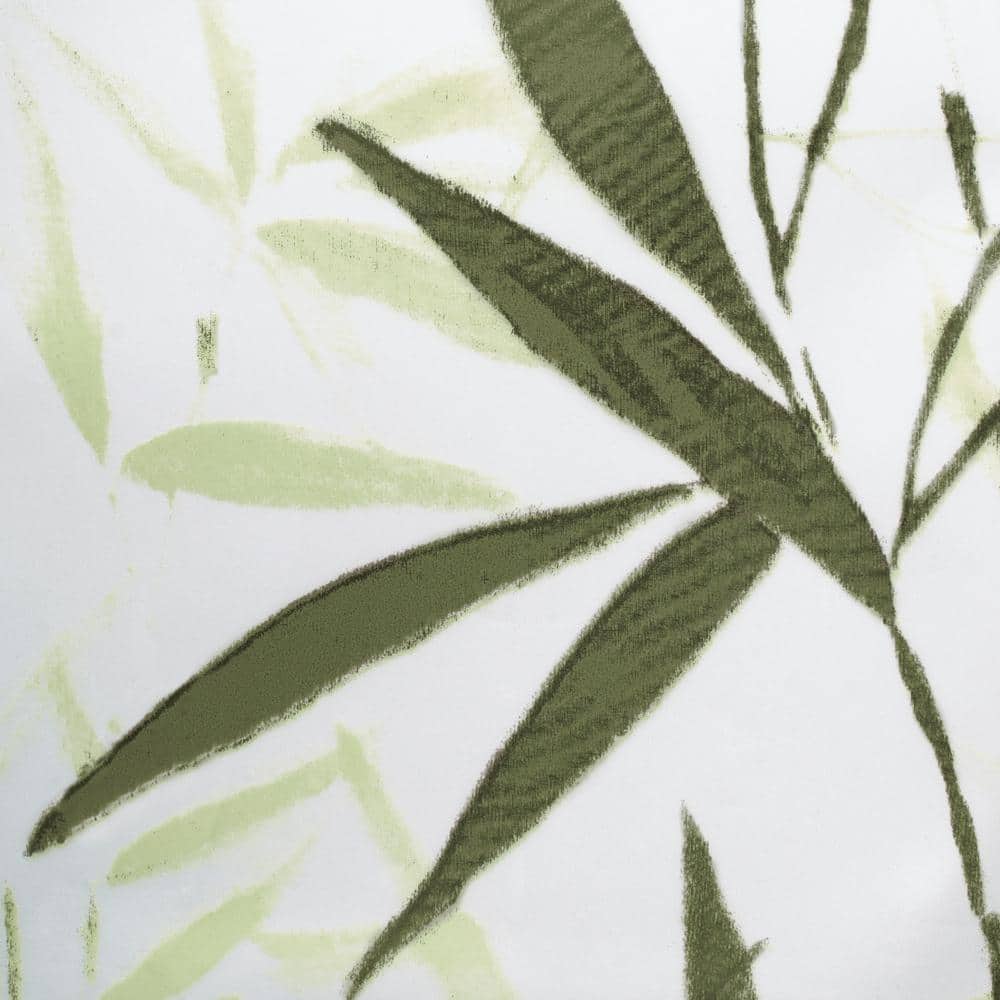 Zen Garden Green and White PEVA Anti-Mold Shower Curtain