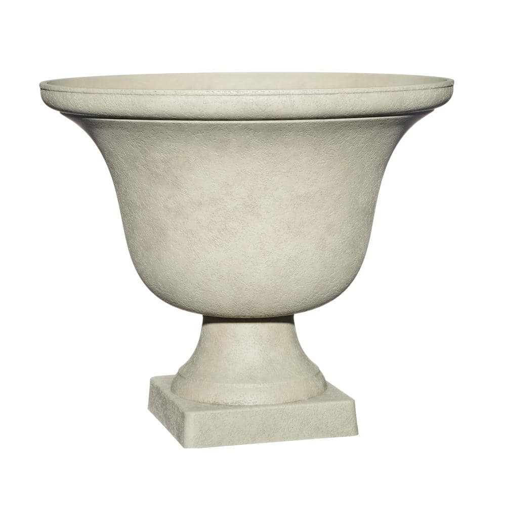 Vigoro 17.8 in. Elise Large White Textured Resin Urn Planter (17.8 in. D x 15 in. H) with Drainage Hole, POLAR WHITE case pack 2