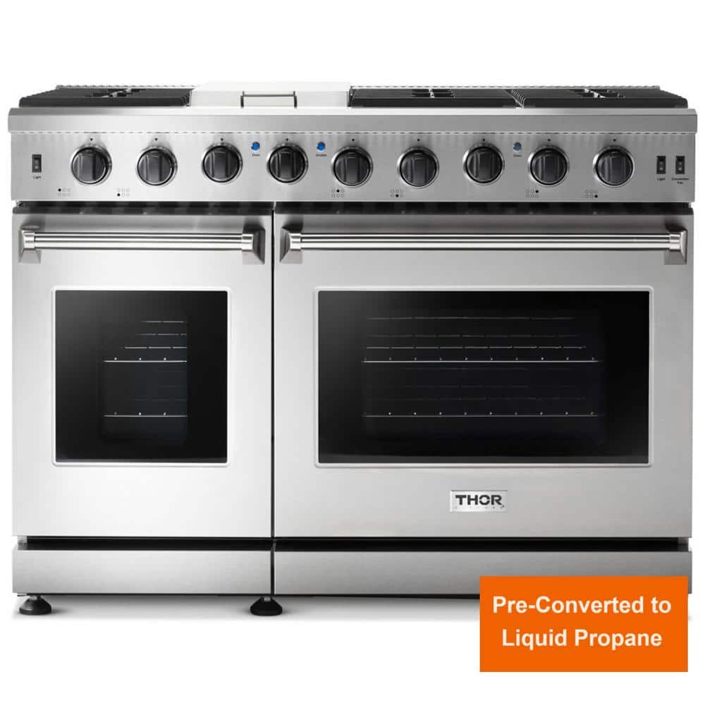 Thor Kitchen 48" Stainless Steel Dual Oven Gas Range with Griddle
