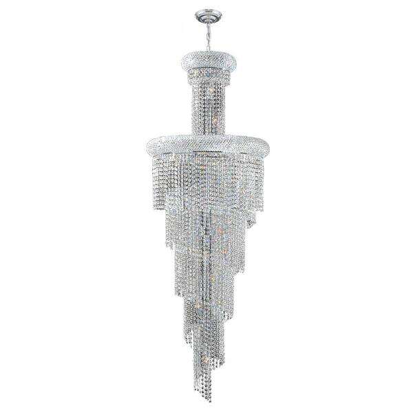 Worldwide Lighting Empire Collection 22-Light Chrome Chandelier with Clear Crystal