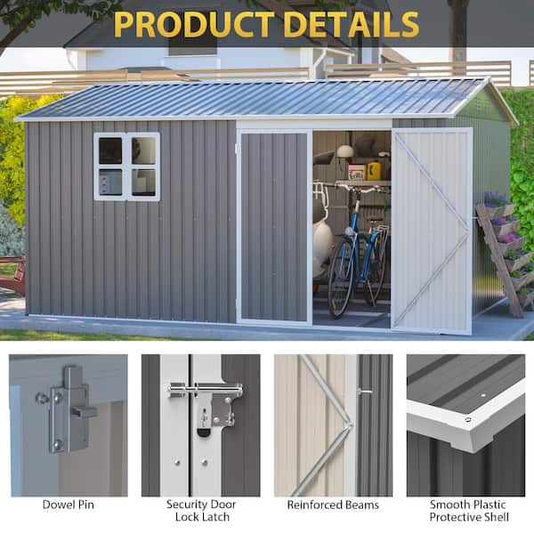 ToolCat 12 x 10 ft Heavy-Duty Metal Storage Shed With Floor Frame
