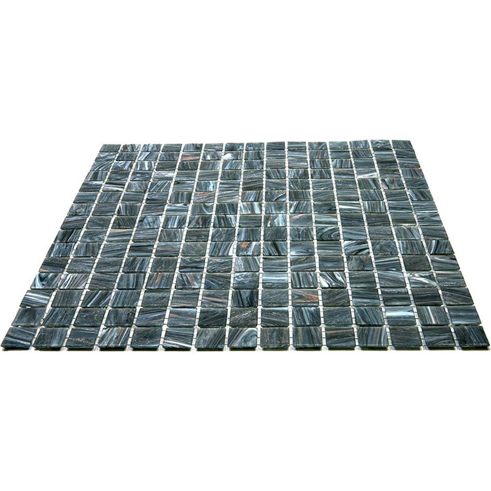Celestial 12" x 12" Glossy Gray Glass Mosaic Tile