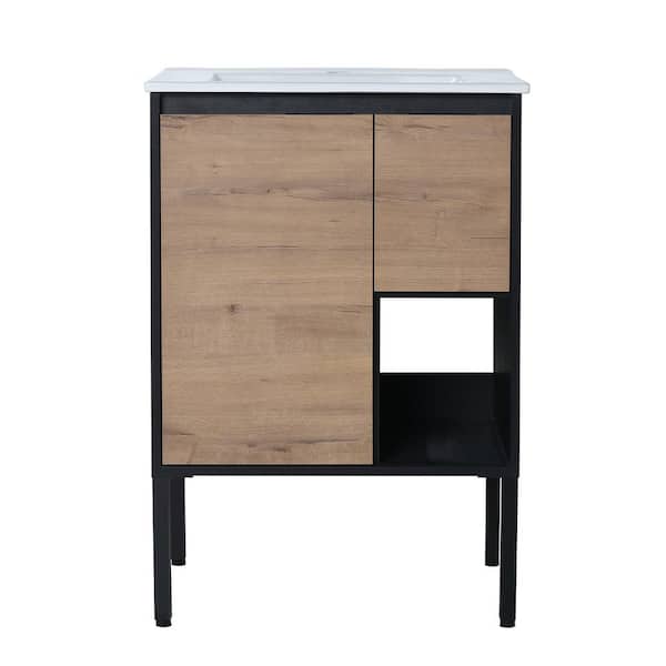 Unbranded 24 in. W x 18 in. D x 35 in. H Bath Vanity Cabinet with Top in Oak