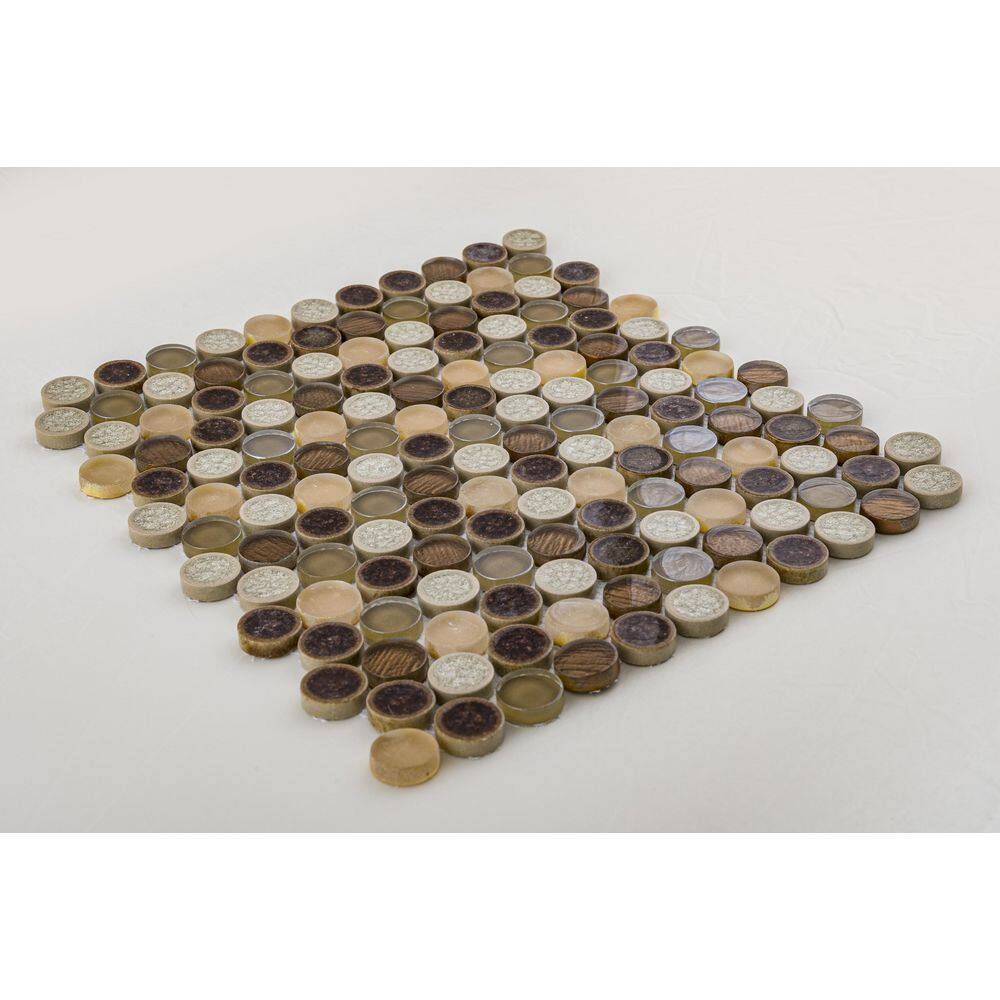 Brown Penny Round Mosaic Tile with Polished Finish