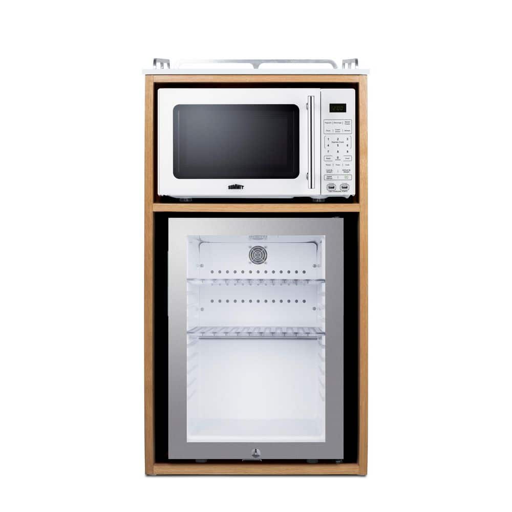 21 in. Wide Coffee Station with Minibar and Microwave in Oak