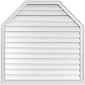 42" x 42" Octagonal Top Surface Mount PVC Gable Vent: Non-Functional with Brickmould Sill Frame