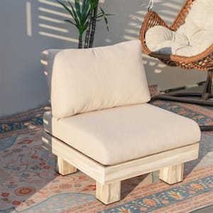 Policy 1-Piece Aluminum Outdoor Couch with Beige Cushions