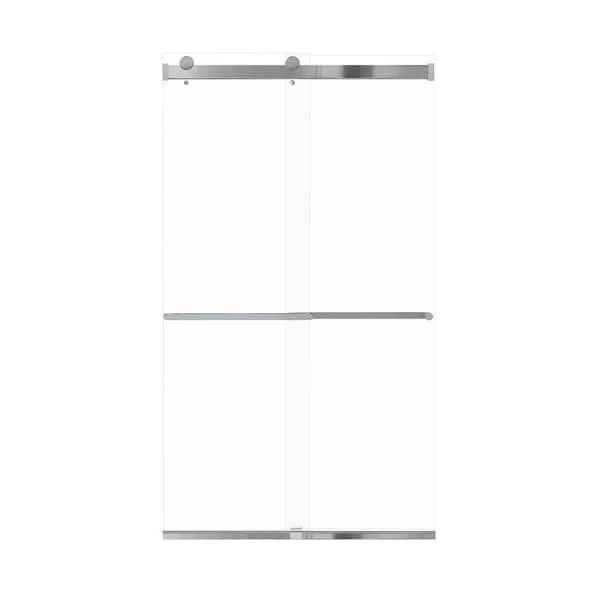 Transolid Brianna 48 in. W x 80 in. H Sliding Frameless Shower Door in Polished Chrome with Clear Glass