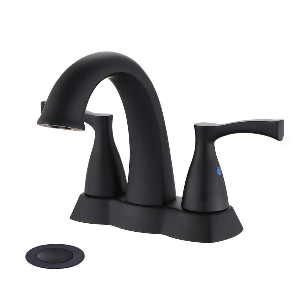 4 in. Centerset Double Handle High Arc Bathroom Faucet with Pop-Up Drain In