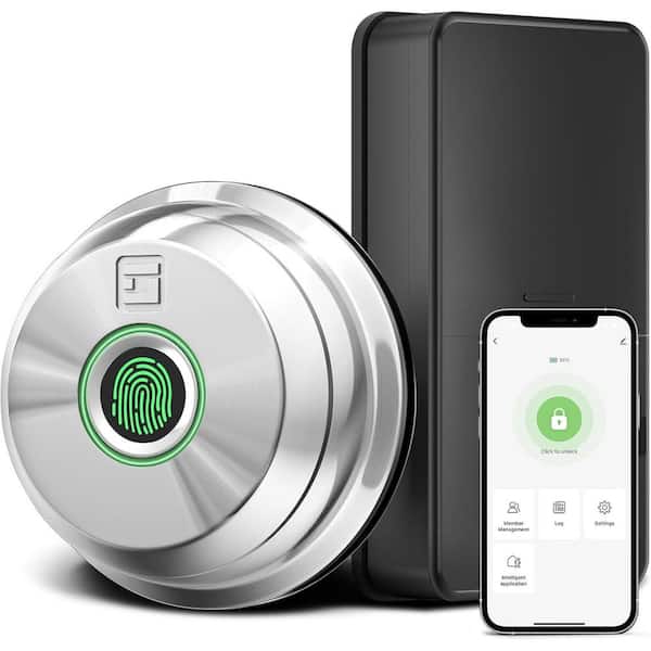 3 in 1 Aluminum Smart Lock Deadbolt with App Biometric Door Knob, Keyless Entry Door Lock, in Silver