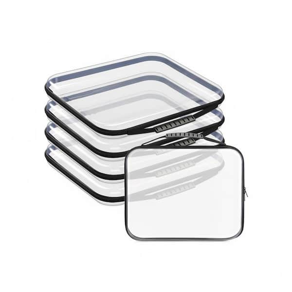 Lynzavix Black Clear Hard Zipper Case Toiletry Bag with Handle