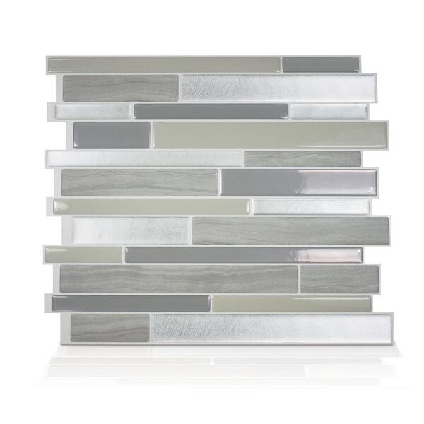smart tiles Milano Grigio 11.55 in. W x 9.63 in. H Grey Peel and Stick Self-Adhesive Decorative Mosaic Wall Tile Backsplash (6-Pack)