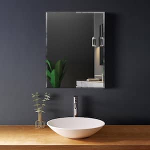 Kara 20 in. W x 26 in. H Rectangular Single Aluminum Framed Cabinet Wall Mounted Bathroom Vanity Mirror in Clear