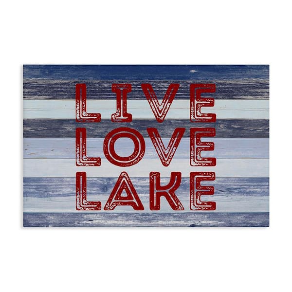 Stupell Industries Live Love Lake Striped by Sd Graphics Studio Unframed Coastal Graphic Art Print 16 in. x 24 in.