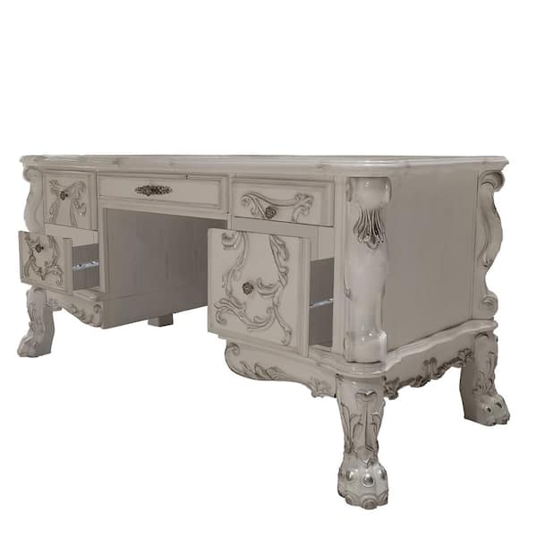 Acme Furniture Dresden 36 in. Rectangular Bone White Finish Composite 5-Drawer Desk