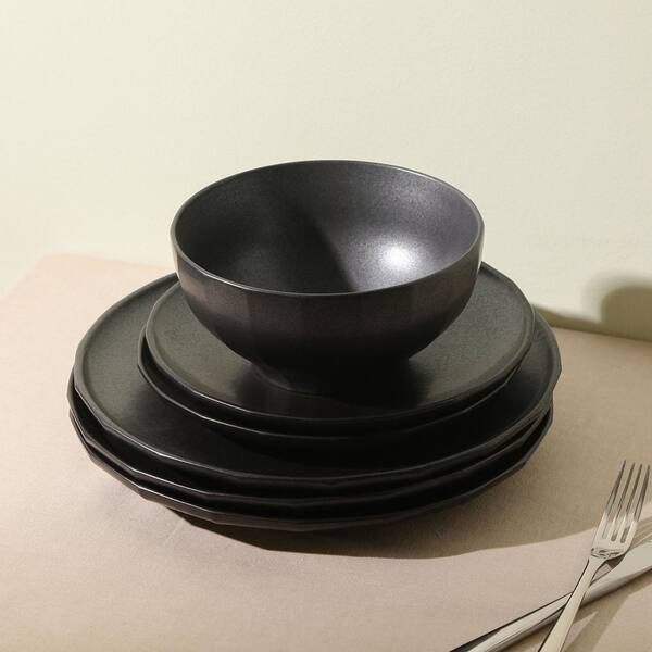 4-Piece Ceramic Cutlery Set in Stone in Black 4-Piece Ceramic Cutlery Set in Stone in Black