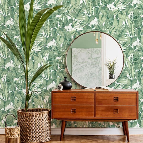 Tempaper Tropical Jungle Green Peel and Stick Wallpaper (Covers 56