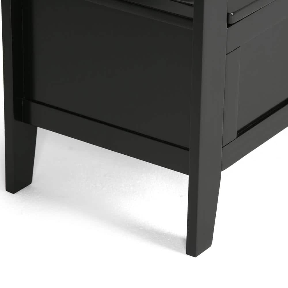 Black Solid Pine 48" Entryway Storage Bench with Backrest