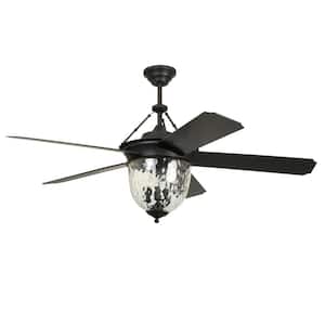 Cavalier 52 in. Dual Mount Indoor/Outdoor Aged Bronze Brushed Finish Ceiling Fan with Light Kit and Remote/Wall Control