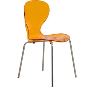 Oyster Modern Acrylic Dining Side Chair, Transparent Orange