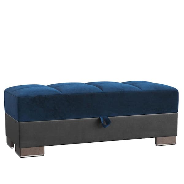 Ottomanson Basics Air Collection Turquoise/Black Ottoman With Storage