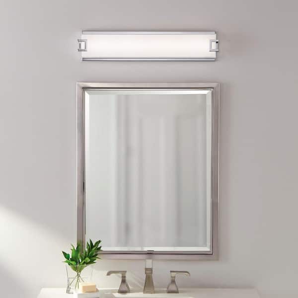 Chrome Led Vanity Light, Bathroom Lighting Ideas Over Mirror Home Depot