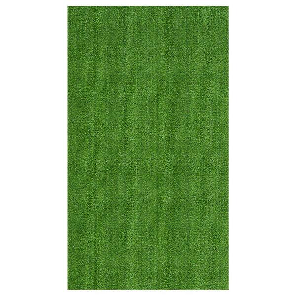 Ottomanson Garden Grass Collection 7 ft. x 9 ft. Green Artificial Grass Rug
