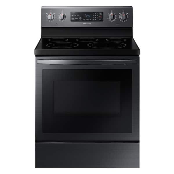 Samsung 30 in. 5.9 cu. ft. Single Oven Electric Range with Air Fry, True Convection in Black Stainless Steel