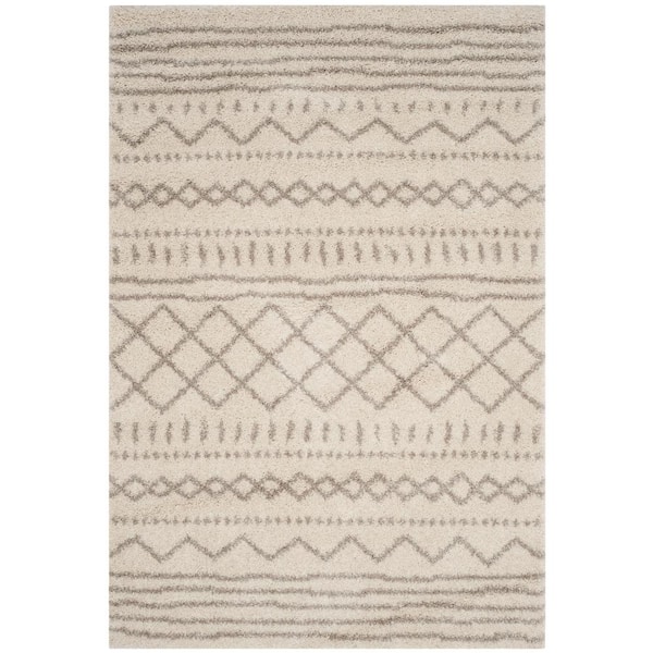 Arizona Shag Ivory/Beige 6 ft. x 8 ft. Geometric Lodge Area Rug